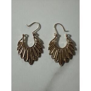 Bohemian Earrings Geometry Alloy Hook Dangle Gold Toned Feather Drop Earrings